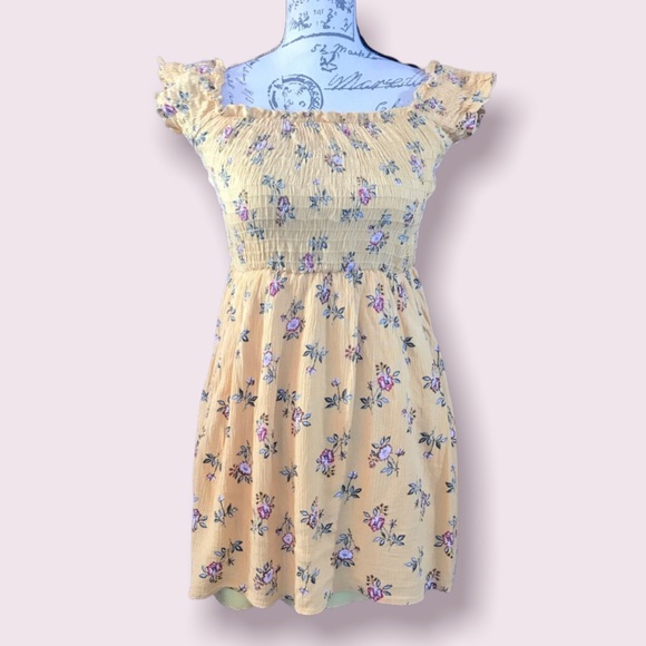 Sky and Sparrow, Yellow Floral Boho Dress, Lined, Size M - Picture 3 of 16